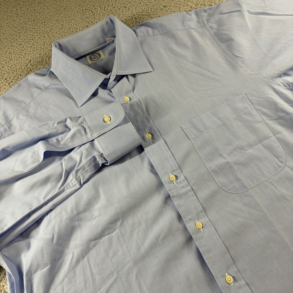 Andover Shop Dress Shirt Mens 16-34 Blue Glen‎ Plaids 100% Cotton Made in USA